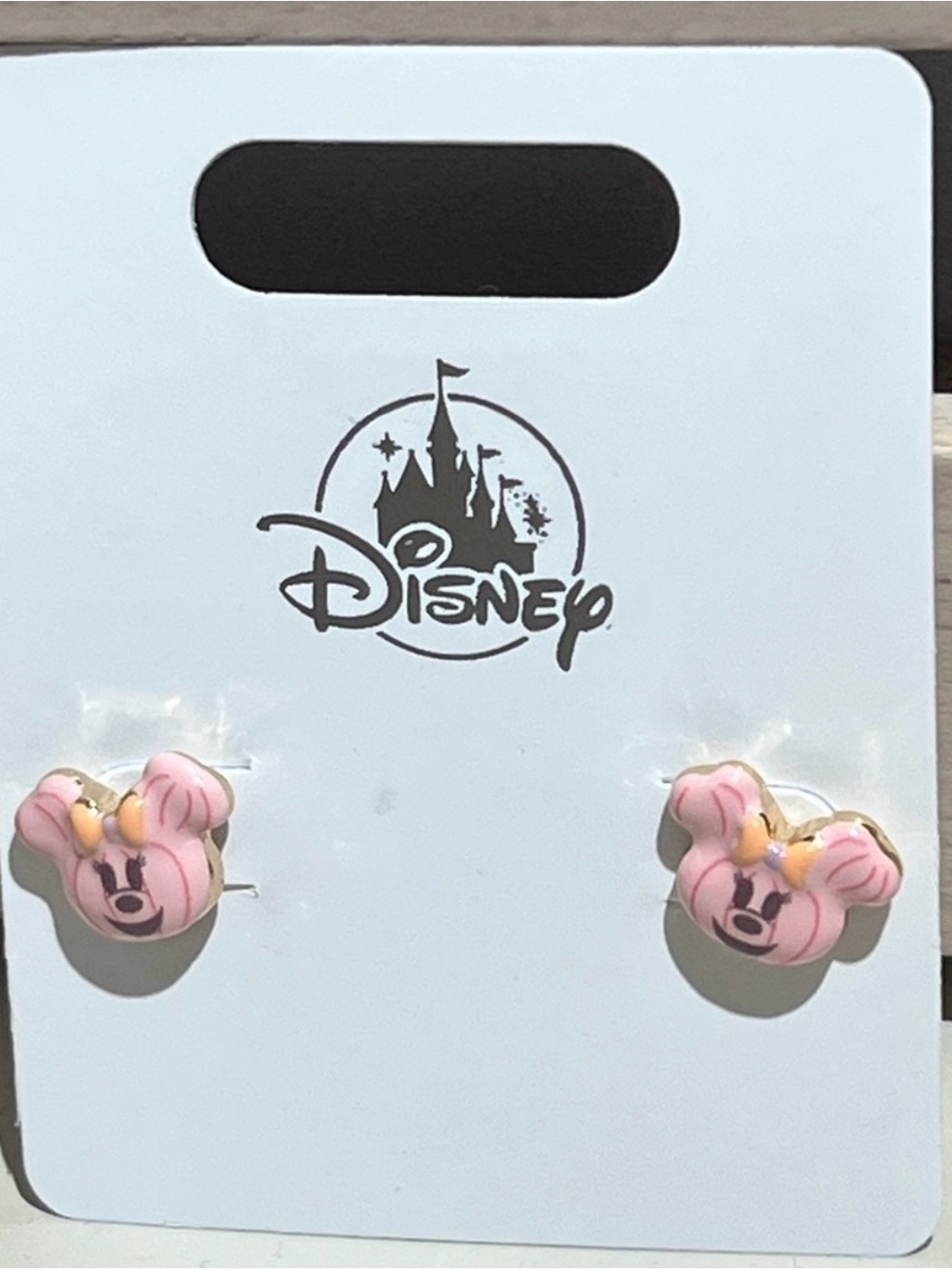 NWT-Disney 2026 Parks Halloween Pink Minnie Mouse Pink Pumpkin Stud Earrings
